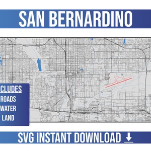 San Bernardino SVG Vektor Straßen karte | San Bernardino, Kalifornien, Vereinigte Staaten | Vollvektor Straßen karte | Instant SVG Download