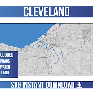 Cleveland SVG Vector Street Map / Cleveland, Ohio, Estados Unidos / Full Vector Street Map / Instant SVG Download
