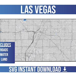 Las Vegas SVG Vector Street Map / Las Vegas, Nevada, Estados Unidos / Full Vector Street Map / Instant SVG Download