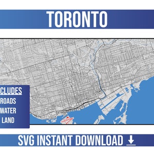 Toronto SVG Street Map / Toronto, Ontario, Canadá / Full Vector Street Map / Instant SVG Download