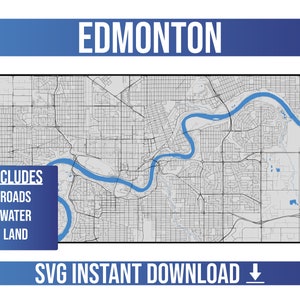 Edmonton SVG Vector Street Map / Edmonton, Alberta, Canadá / Full Vector Street Map / Instant SVG Download