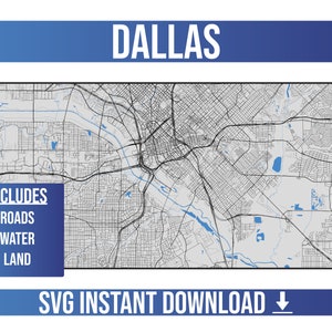 Callejero de Dallas SVG / Dallas, Texas, Estados Unidos / Mapa de calles de Full Vector / Instant SVG Download