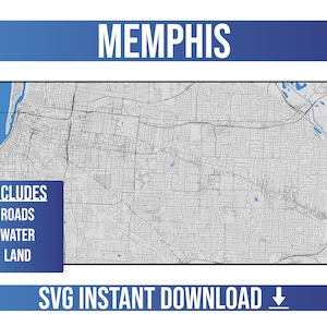 Memphis SVG Vector Street Map | Memphis, Tennessee, United States | Full Vector Street Map | Instant SVG Download