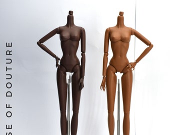 Douture Fashion Doll BODY 12" Doll Dark A Tone Brown Tone with Removable Hands!