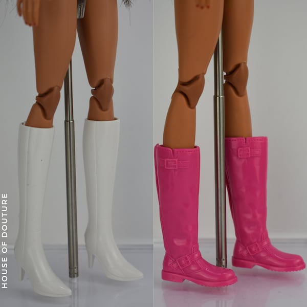 Douture Fashion Doll BJD White Boots Pink Wellington Boots