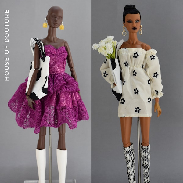 Douture Fashion Doll BJD 11-13" White two piece Pink Lace Dress