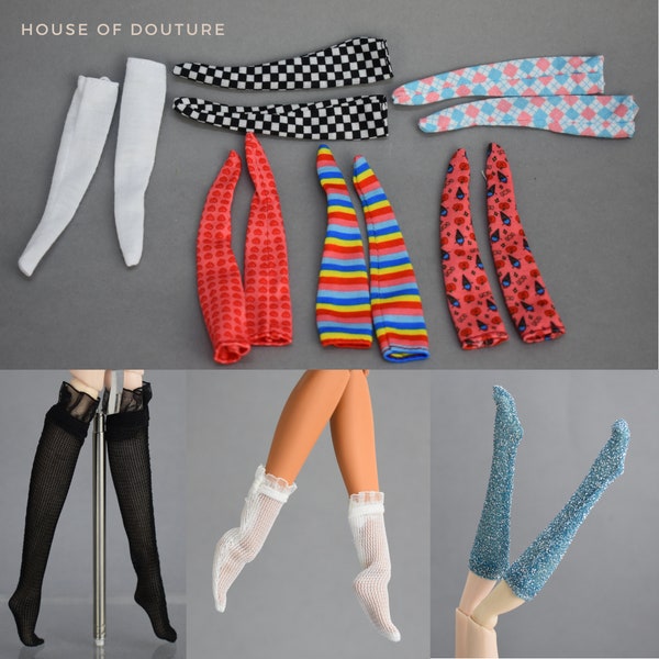 Douture Fashion Doll BJD 11-13" Chaussettes pour poupées avec de nombreux motifs de couleurs.