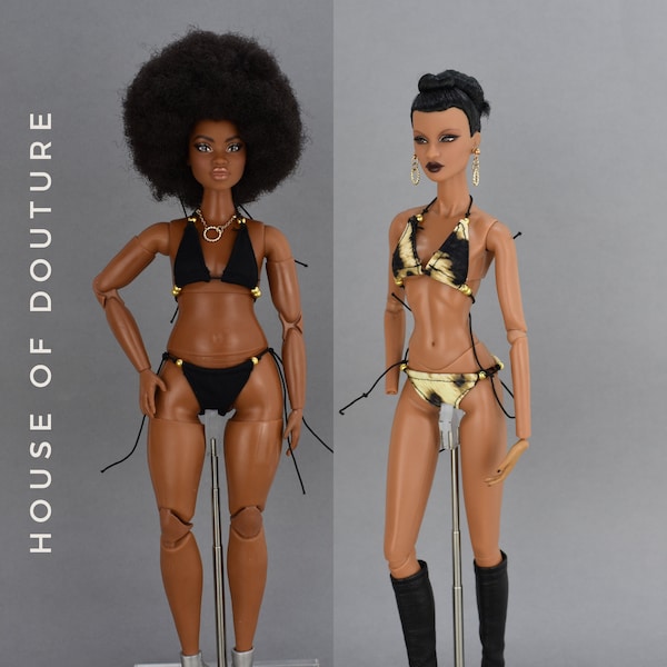 Douture Fashion Doll BJD 11-13 "Muñeca disfraz divertido CALIDAD ajustable Bikini ropa interior estampado animal