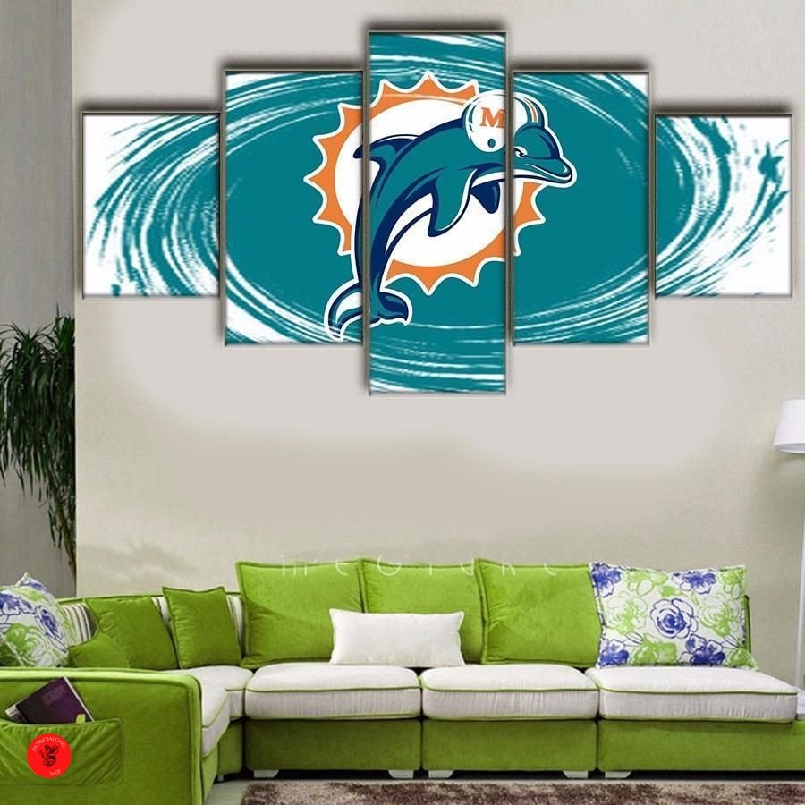 Miami Dolphins Logo Poster 3 Logo Football Nfl Sports Canvas Etsy