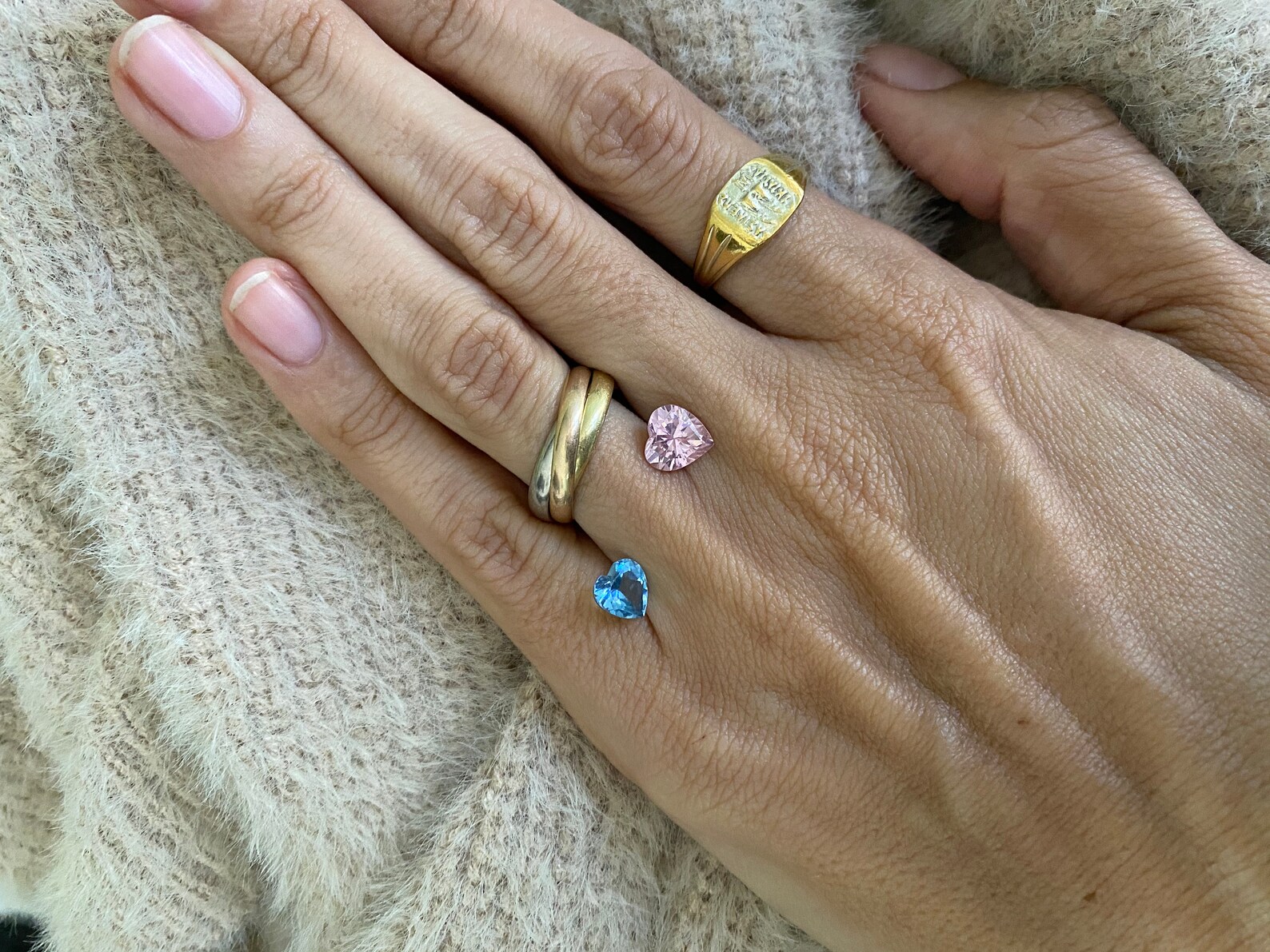 GoldHerzRing mit Naturstein Ihrer Wahl Etsy