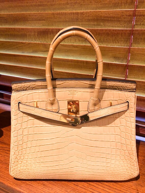 Beige Croc Hermes Birkin 30