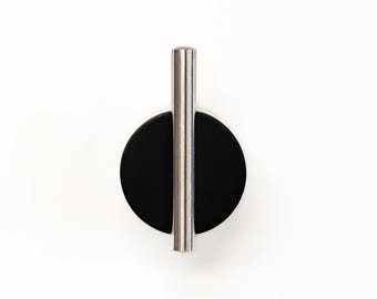 Parum Matt Black & Brushed Stainless Single Robe Hook