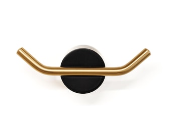 Parum Matt Black & Brushed Brass Double Robe Hook
