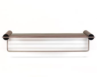 Parum Matt Black & Brushed Stainless Towel Rail With Shelf