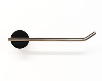 Parum Matt Black & Brushed Stainless Toilet Roll Holder Bar
