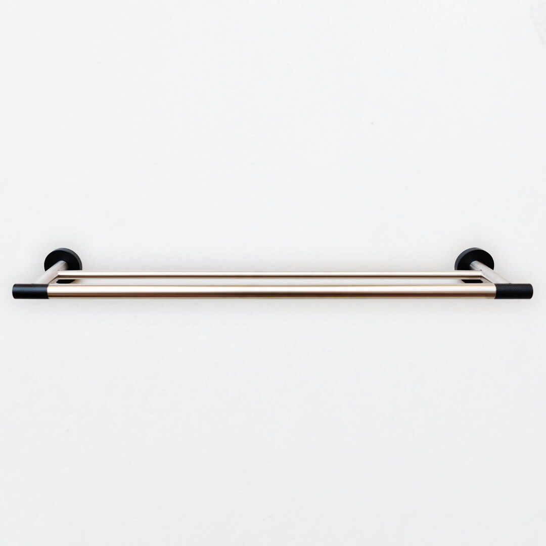 Imperium Brushed Stainless Matt Black Knurled Towel Bar Rail