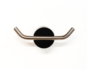 Parum Matt Black & Brushed Stainless Double Robe Hook