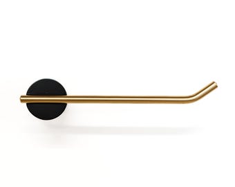 Parum Matt Black & Brushed Brass Toilet Roll Holder Bar