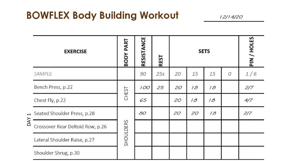 My Body Building Bowflex Workout Etsy