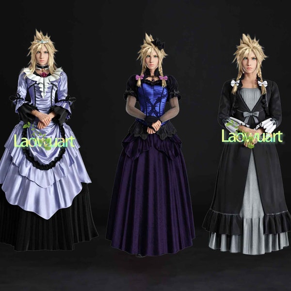Spécial Final Fantasy VII Remake Cloud Strife Femmes Robe en Satin Cosplay Costumes Costumes Sur Mesure