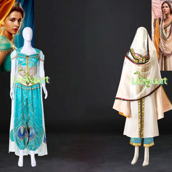 Aladdin princesse Cosplay tenue Aladdin jasmin princesse robe Sequin vert femmes Cosplay Costume tenues sur mesure