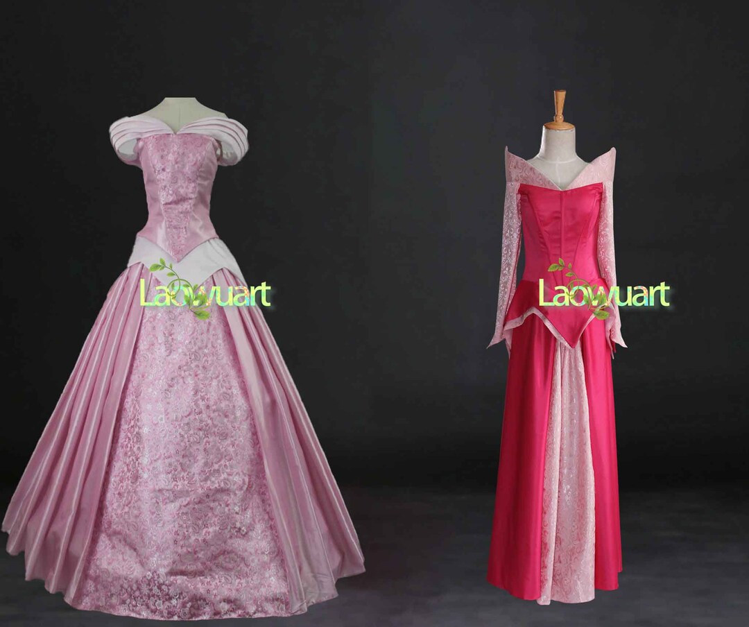 Sleeping Beauty Princess Dress Women Aurora Pink Red Satin - Etsy