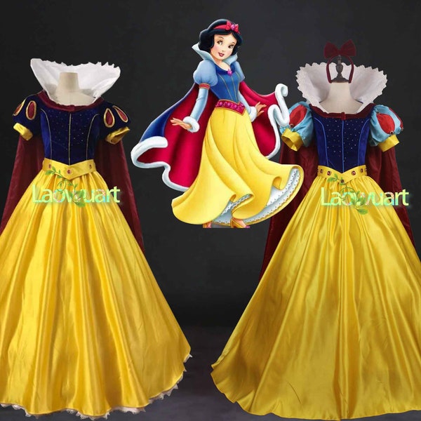 Blanche-Neige Femmes Filles Princesse Outfit Adulte Blanche-Neige Robe, Blanche-Neige Film Robe, Blanche-Neige Cosplay Costume Tenues Sur Mesure