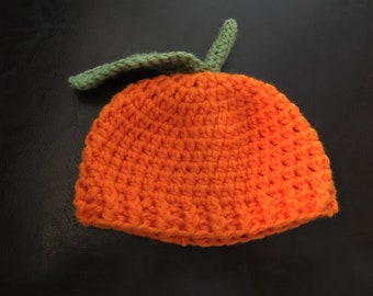 Clementine Baby Hat - Orange Fruit hat, tangerine hat, fruit baby gift, orange fruit crochet beanie, clementine photo prop, newborn hat