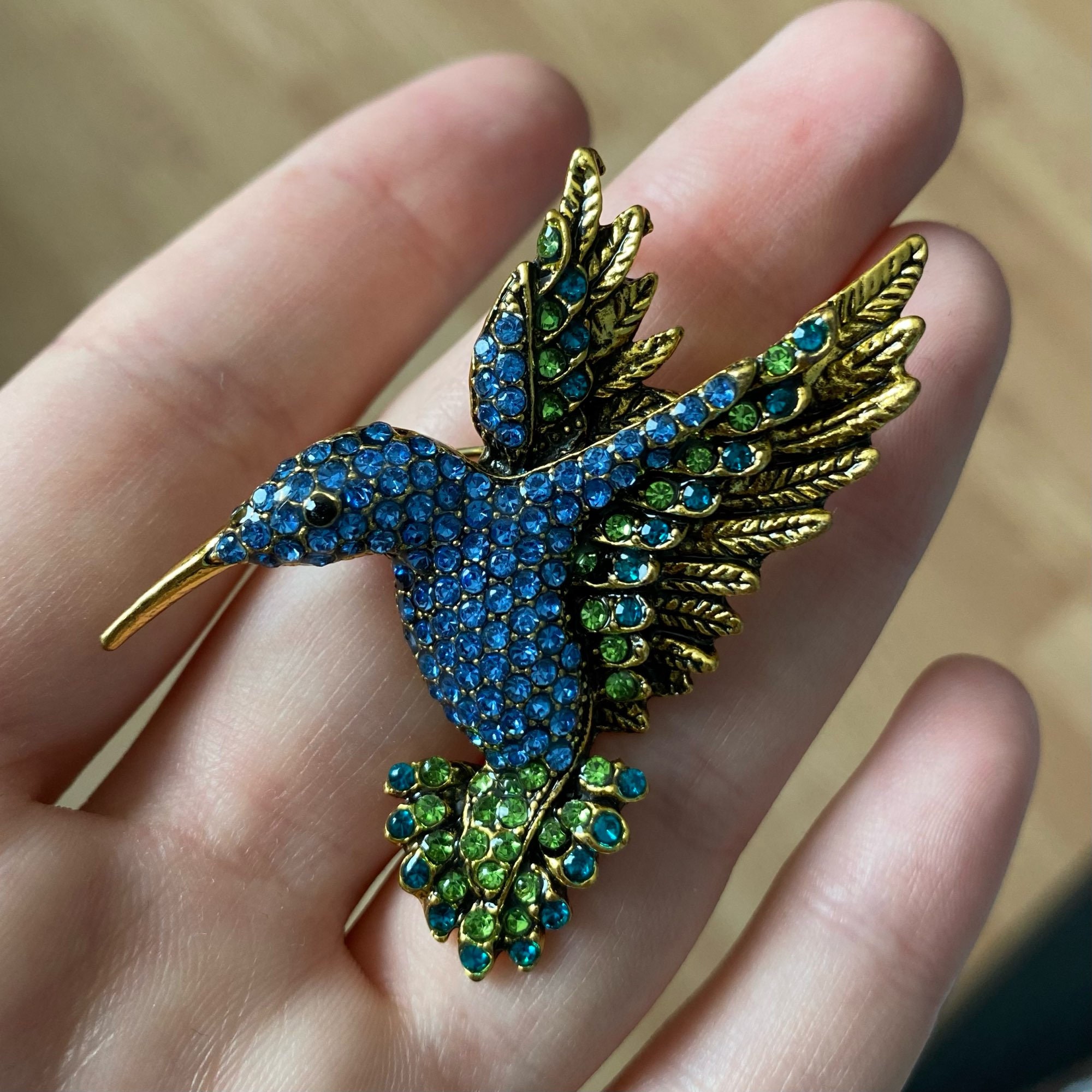 Hummingbird Brooch Pins For Women Fashion Bird Pins Elegant Rhinestone