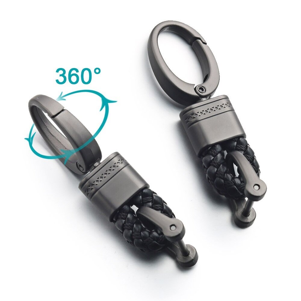 Fashion Car Key Holder Key Rings Key Chain Hand Woven Horseshoe Buckle Keychain  Car Keyring Gift Creative Auto Accessories