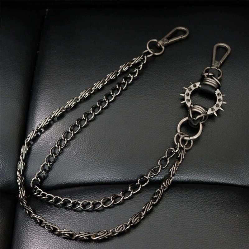 Gothic Acrylic Layered Rock Hip Hop Pants Jean Chain Heart Rings Pendant  Layered Punk Trousers Chains Biker Heavy Thick Wallet Pocket Chains Silver  Ke