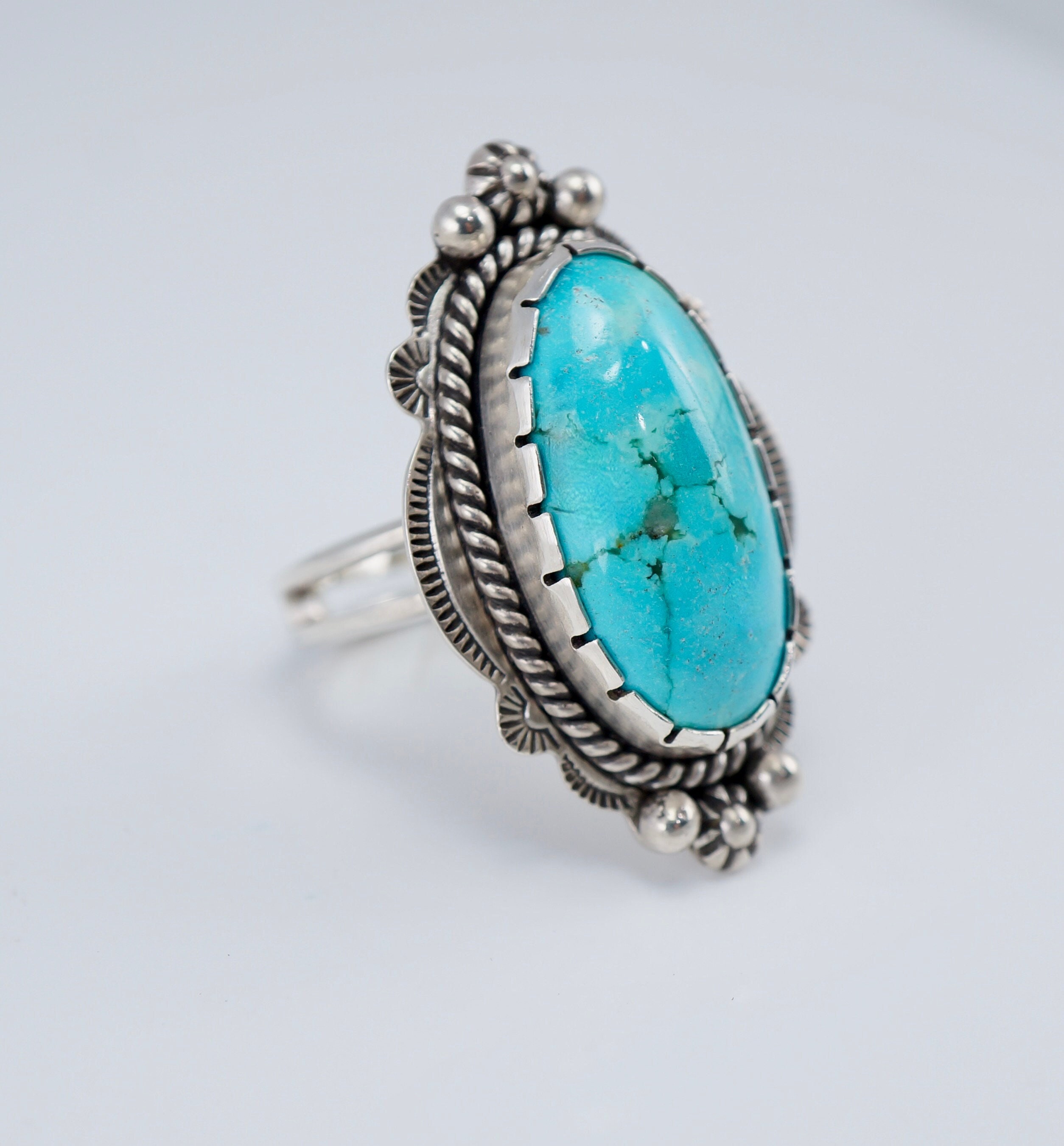 Turquoise Ring Set in Fine Silver. Custom Stamping, Sterling Silver Twisted Wire, and Dual-band Beveled Sterling Silver Shank. - Etsy Turquoise Ring Set in Fine Silver. Custom Stamping, Sterling Silver Twisted Wire, and Dual-band Beveled Sterling Silver Shank. - Etsy