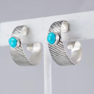 Turquoise Hoop Earrings set in Sterling Silver