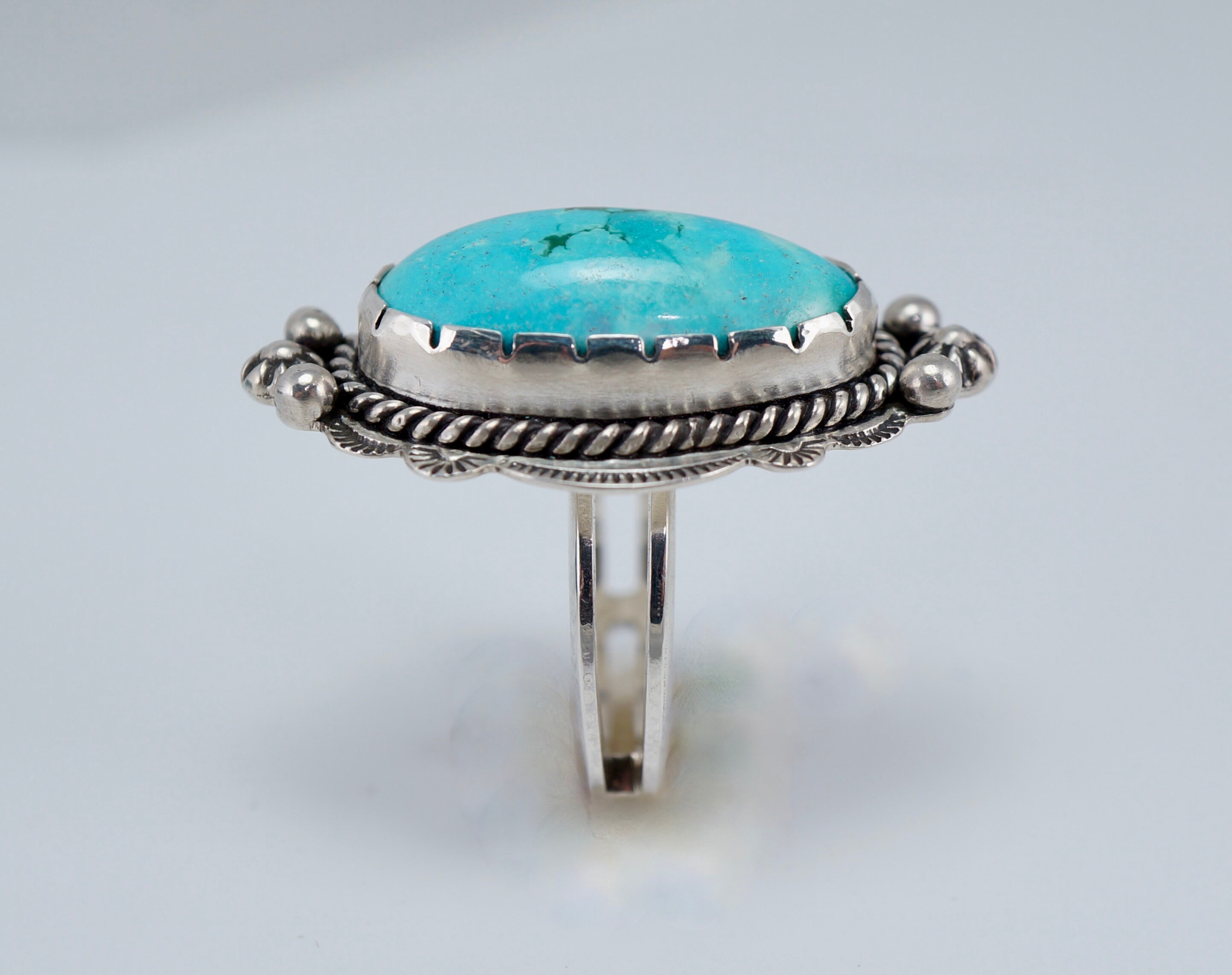 Turquoise Ring Set in Fine Silver. Custom Stamping, Sterling Silver Twisted Wire, and Dual-band Beveled Sterling Silver Shank. - Etsy Turquoise Ring Set in Fine Silver. Custom Stamping, Sterling Silver Twisted Wire, and Dual-band Beveled Sterling Silver Shank. - Etsy