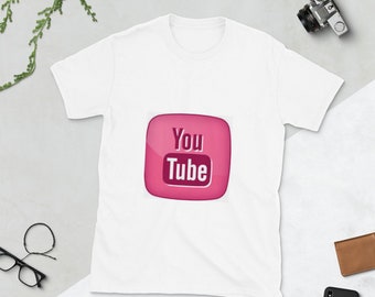 Pink Youtube Short-Sleeve Unisex T-Shirt