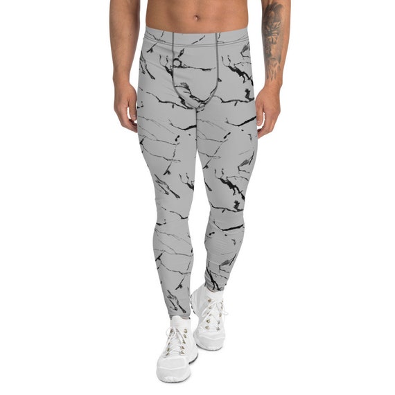 Men's Yoga Leggings Light Grey Marble 