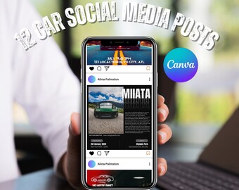 Digital Canva Car Templates | 12 Unique Designs for Car Enthusiasts | Editable & Instant Access | Automotive Design Templates | Car Shows