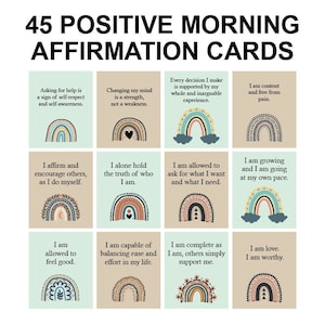 Carte di affermazione mattutina / carte flash con citazione positiva / carte di affermazioni / autostima / cura di sé / arredamento dell'ufficio terapeutico / amore per se stessi