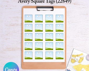 Avery 22849 Tag Template: DIY Square Labels, Canva Design (Digital Download)
