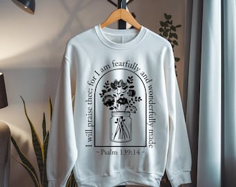Psalm 139:14 Floral Christian | Faith-Based Digital Download | Bible Verse PNG, PDF, EPS, Svg for T-Shirts, Mugs & More