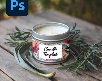 Editable Candle Tin Mockup: Realistic PSD Label Design (Digital Download)