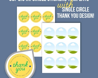 Editable Thank You Circle Sticker Template: Avery 2.5" (Digital Download)