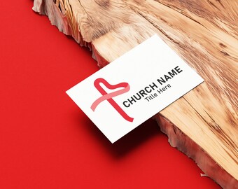 Customizable Ribbon Cross Logo | Editable Digital Design | Personalized Business Branding | Instant Download | Red