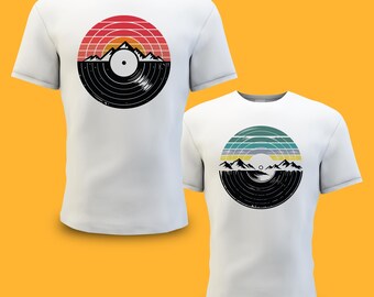 Mountain Vinyl Record Sunset Sunrise Graphics: Retro Nature Art (Digital Download)