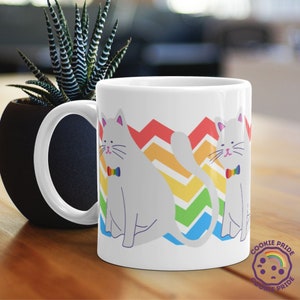 Rainbow Pride Kitty Mug, Rainbow Coffee Mug, Funny Cat Mug, Cat Lover Mug Gift, Coming Out Gift, LGBT Coffee Lover, Gay Pride Mug, Tea Lover