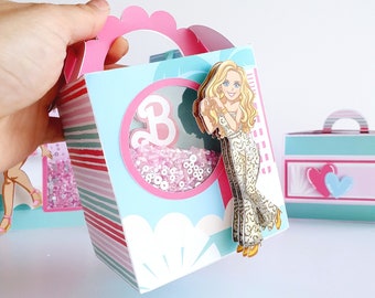 Molde cajita handy ondulada con ventana para shaker / Box Template