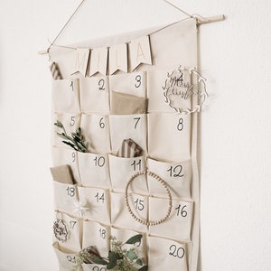 Personalized Fabric Advent Calendar + Hanging Bunting | Advent calendar to fill out of fabric | Advent calendar modern