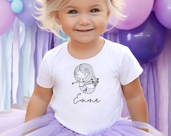 T-shirt sirène avec nom et numéro I chemise pour enfants personnalisée I fête de sirène I anniversaire I fille