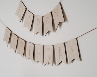Ginger Ray Happy Birthday Wimpelkette Aus Holz – 1,5m Lang, Natürliche Deko Für Die Perfekte Geburtstagsparty