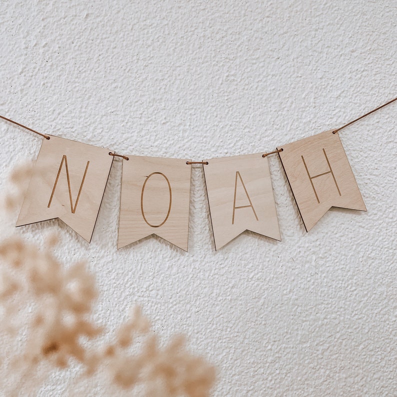 Wooden garland name personalized I wooden pennant chain letters image 2